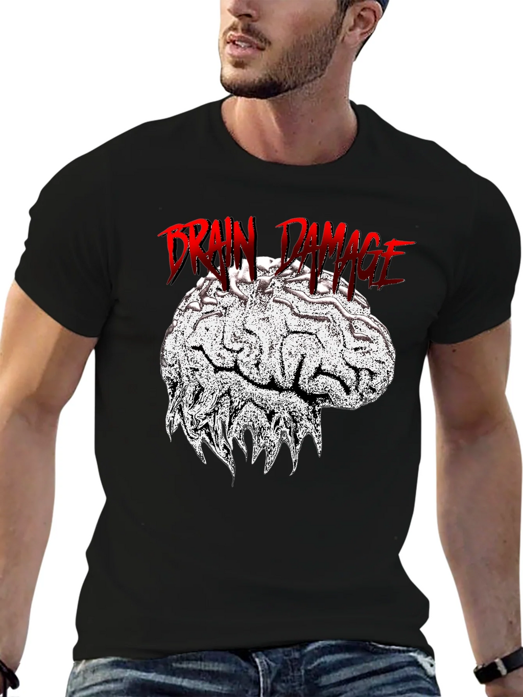 Brain Damage Graphic Tee - Unique Design Black T-Shirt product image 6