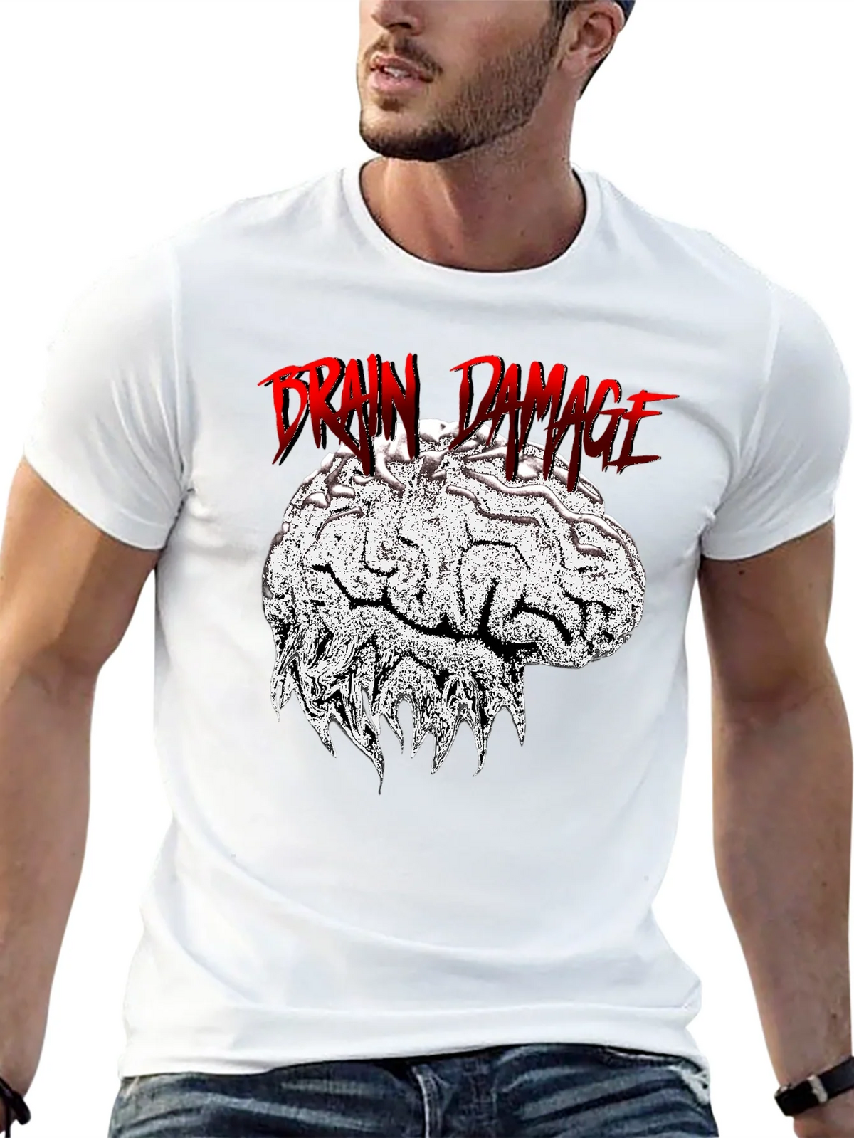 Brain Damage Graphic Tee - Unique Design Black T-Shirt product image 12