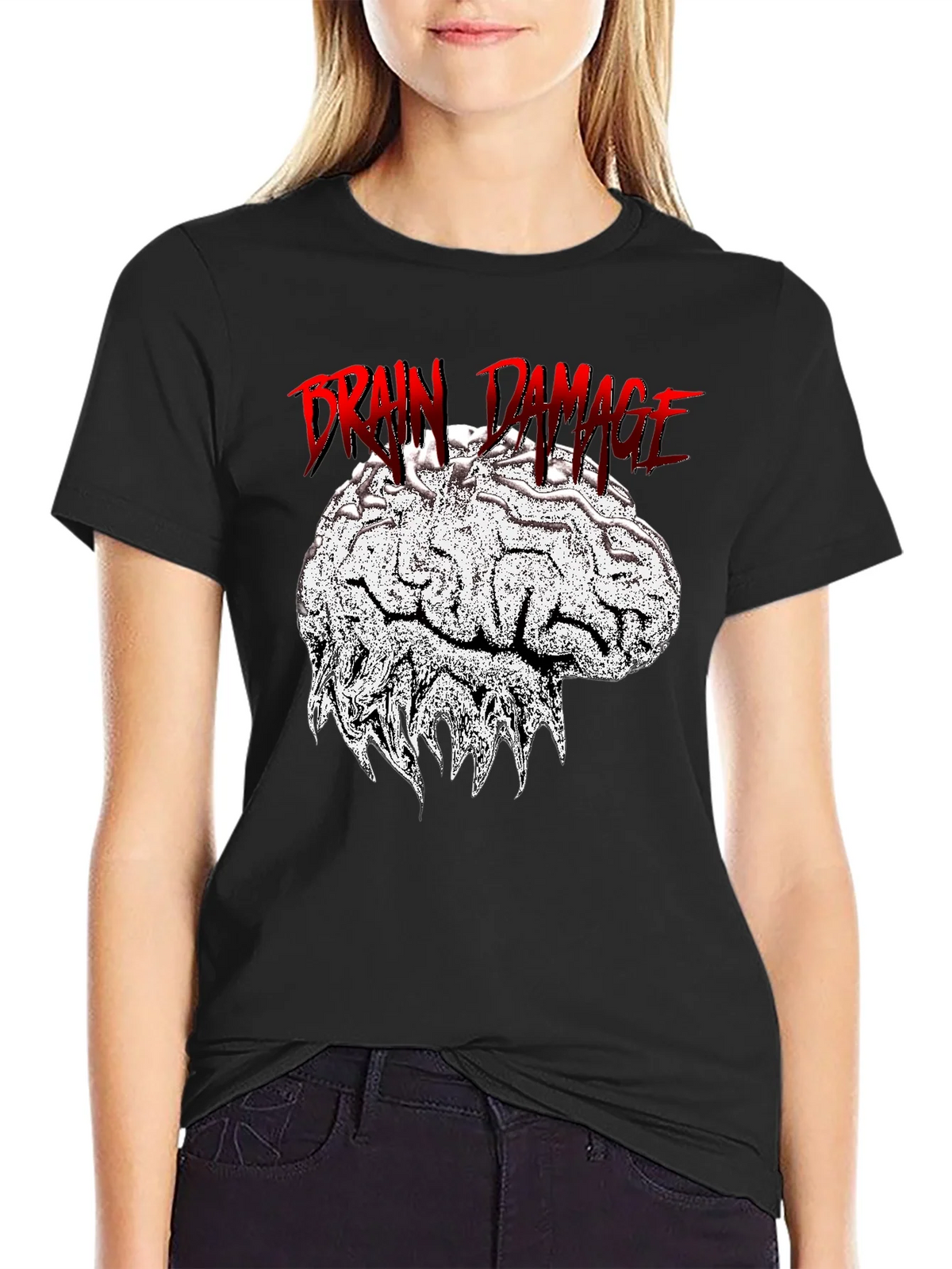 Brain Damage Graphic Tee - Unique Design Black T-Shirt product image 2