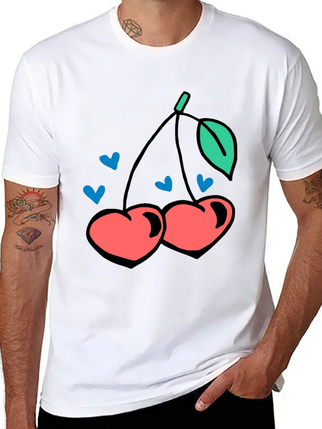 Cherry Hearts Graphic Black T-Shirt product image 6