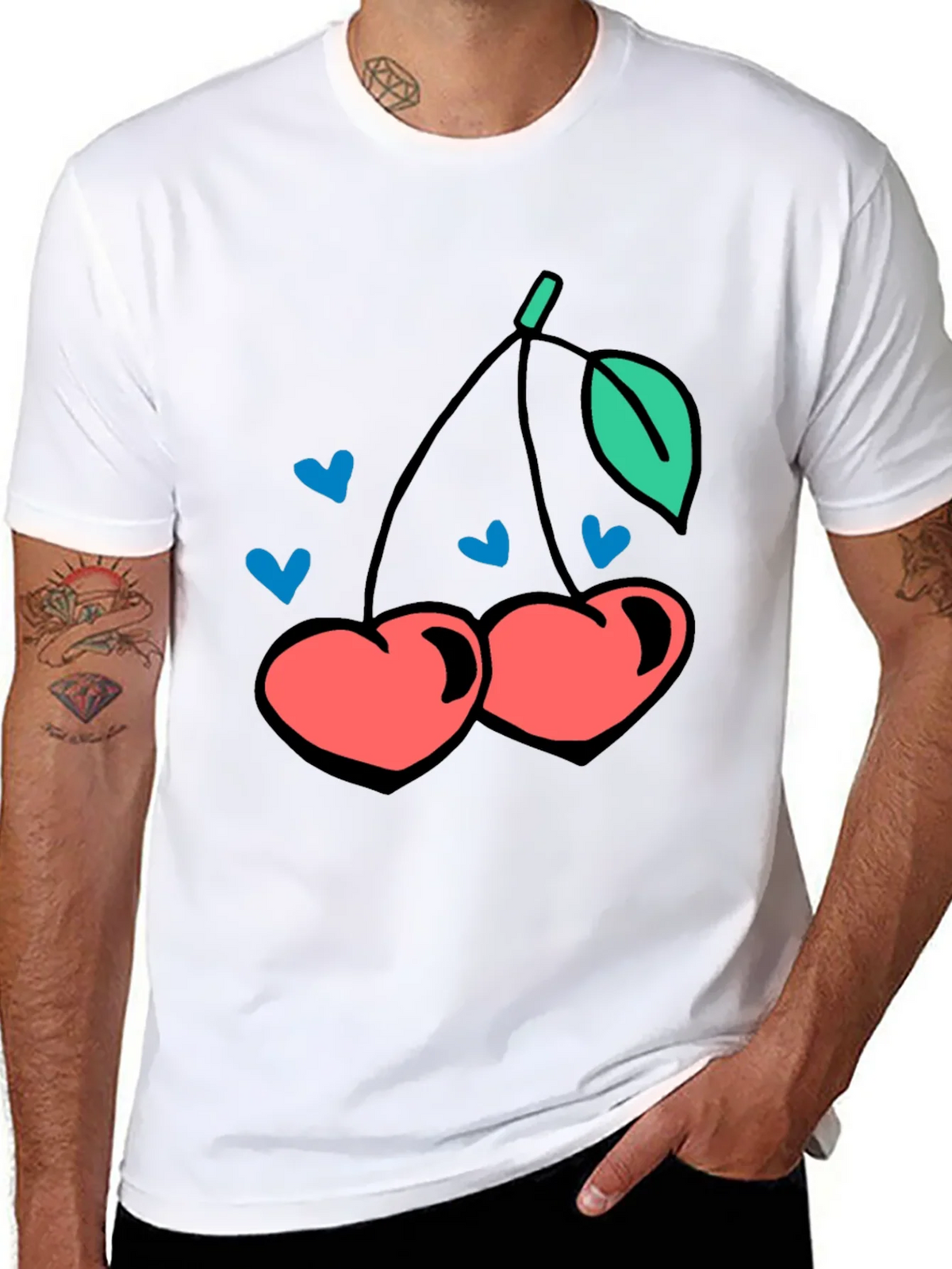 Cherry Hearts Graphic Black T-Shirt product image 6