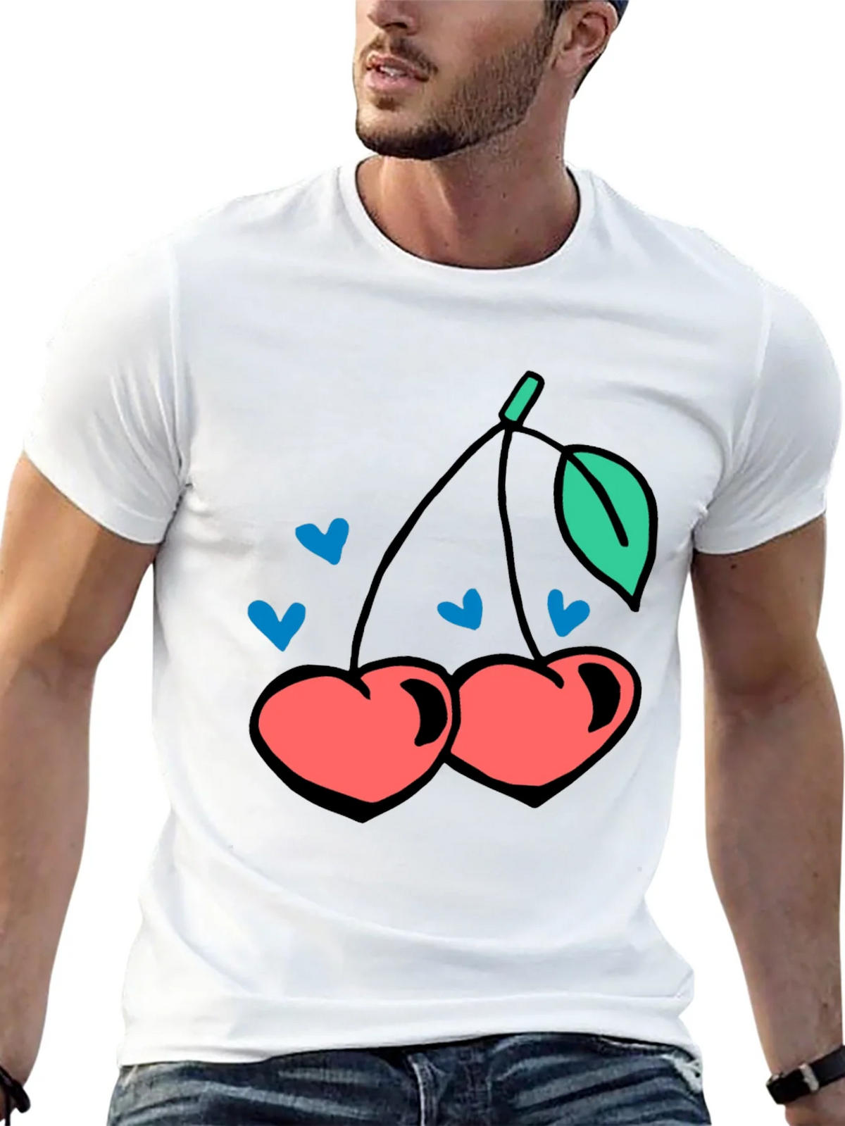 Cherry Hearts Graphic Black T-Shirt product image 11