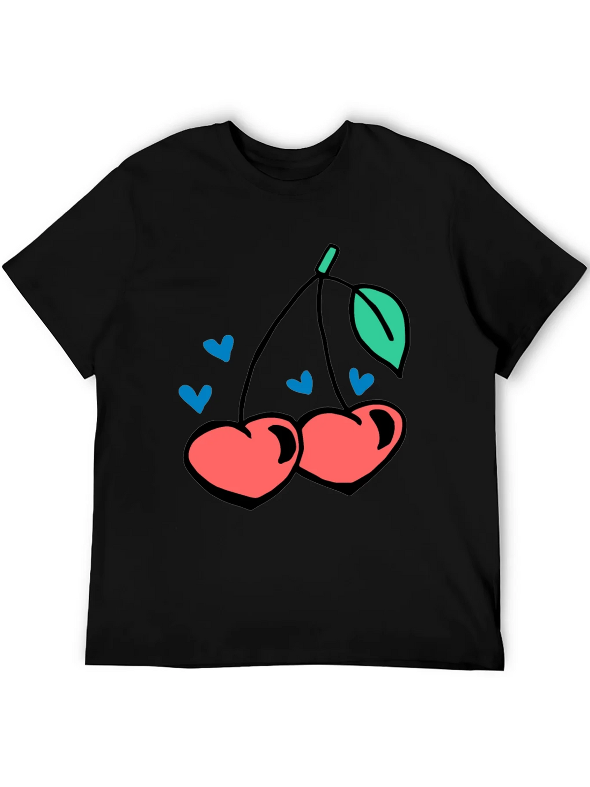 Cherry Hearts Graphic Black T-Shirt product image 4