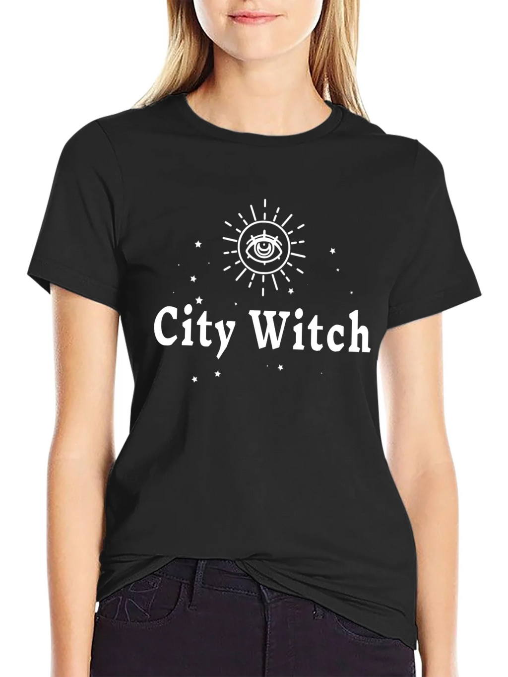 City Witch Graphic Tee - Unisex Black Cotton T-Shirt product image 2