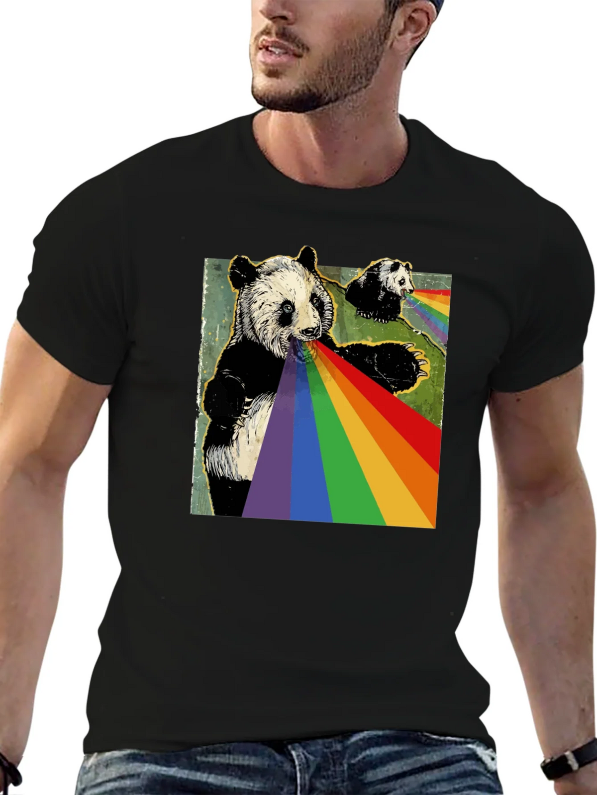 Panda Rainbow T-Shirt - Unique Graphic Tee product image 4