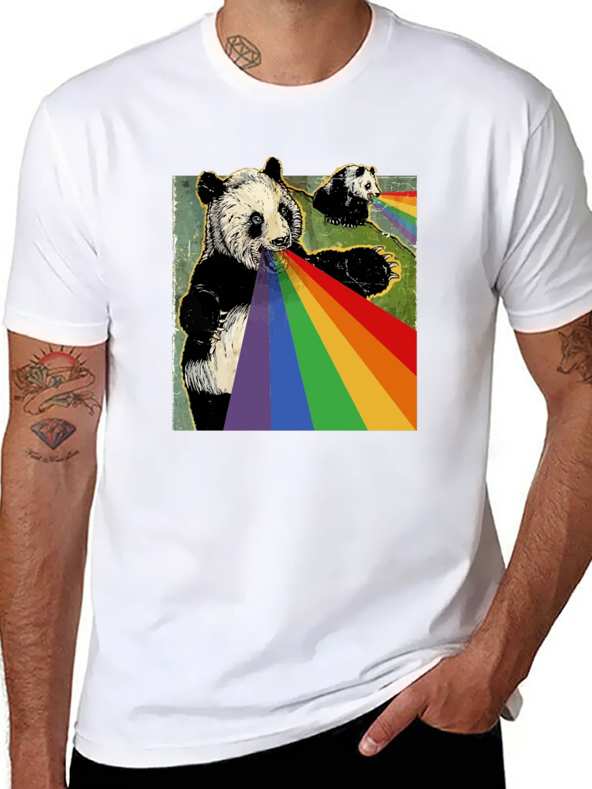 Panda Rainbow T-Shirt - Unique Graphic Tee product image 5