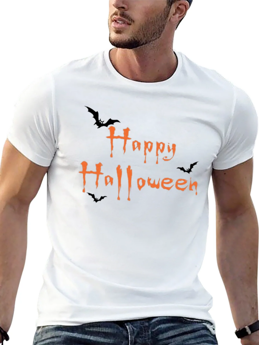 Happy Halloween Graphic Print Black T-Shirt product image 12