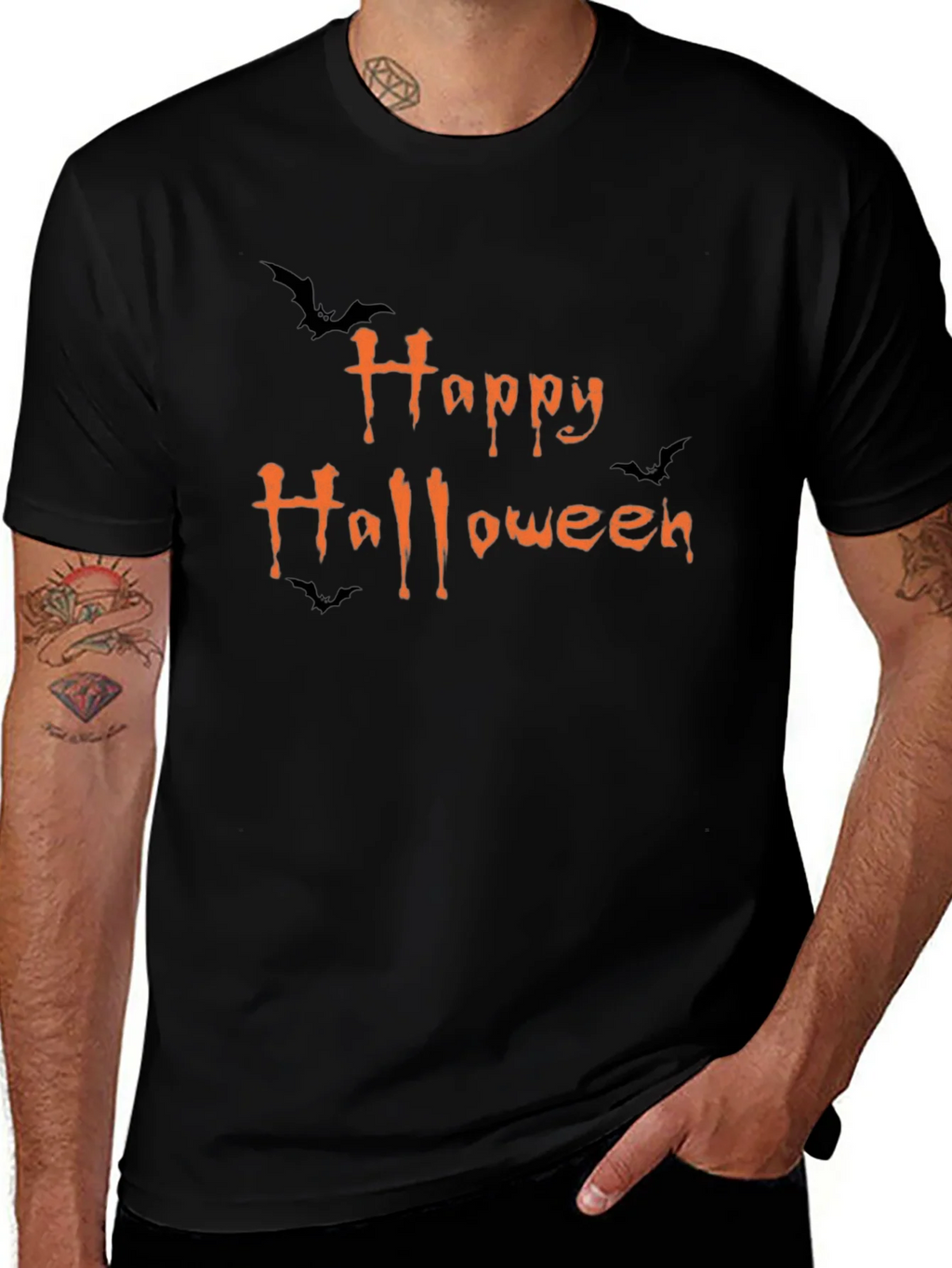Happy Halloween Graphic Print Black T-Shirt product image 1