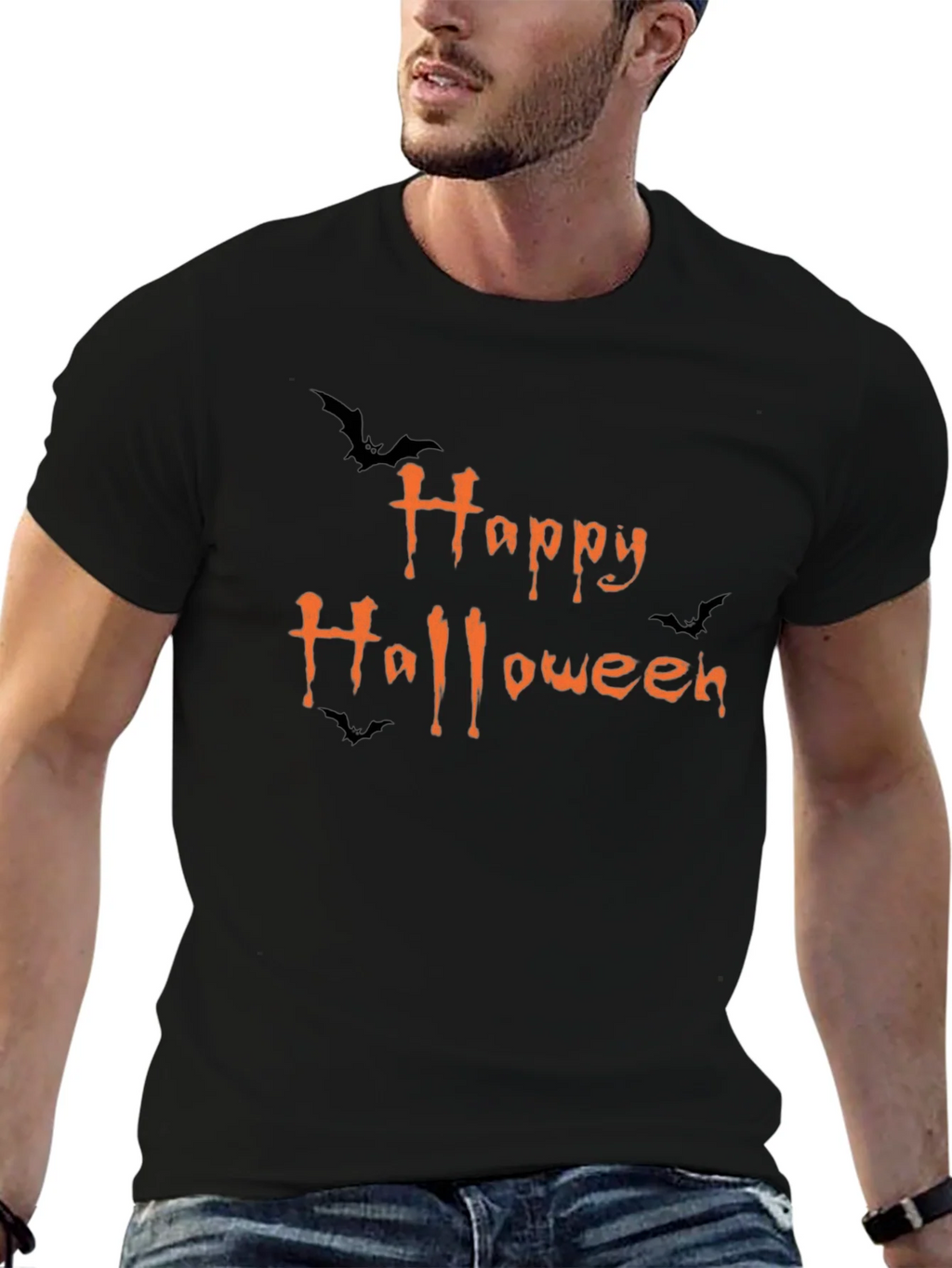Happy Halloween Graphic Print Black T-Shirt product image 6
