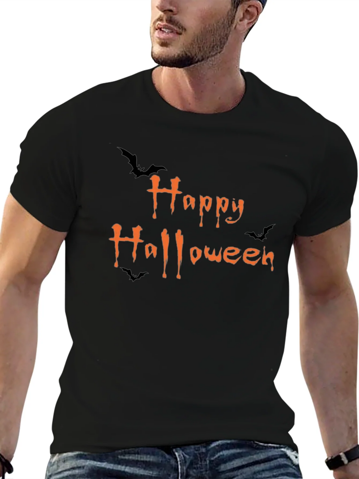 Happy Halloween Graphic Print Black T-Shirt product image 6