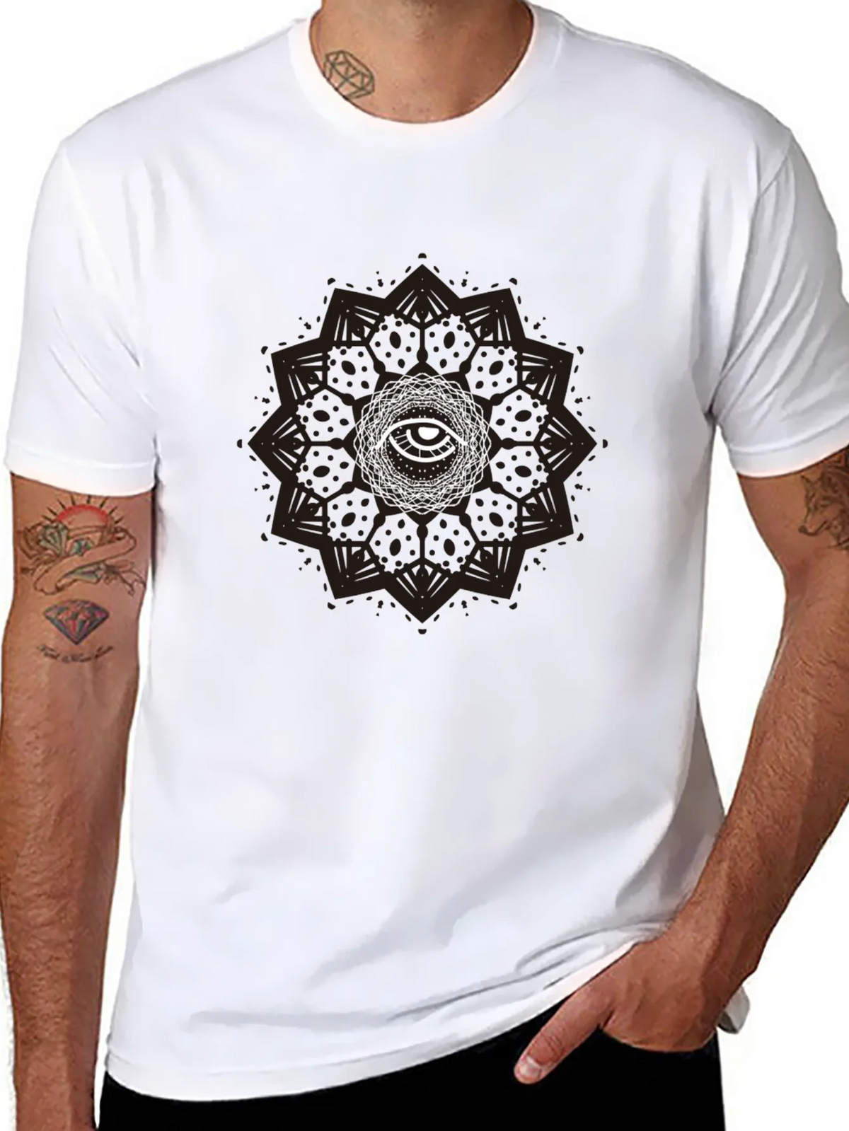 Eye Mandala Graphic Tee - Stylish Black T-Shirt product image 7