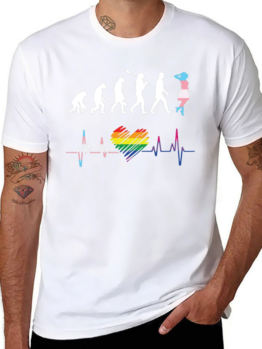 LGBTQ+ Evolution Heartbeat Graphic T-Shirt product image 7