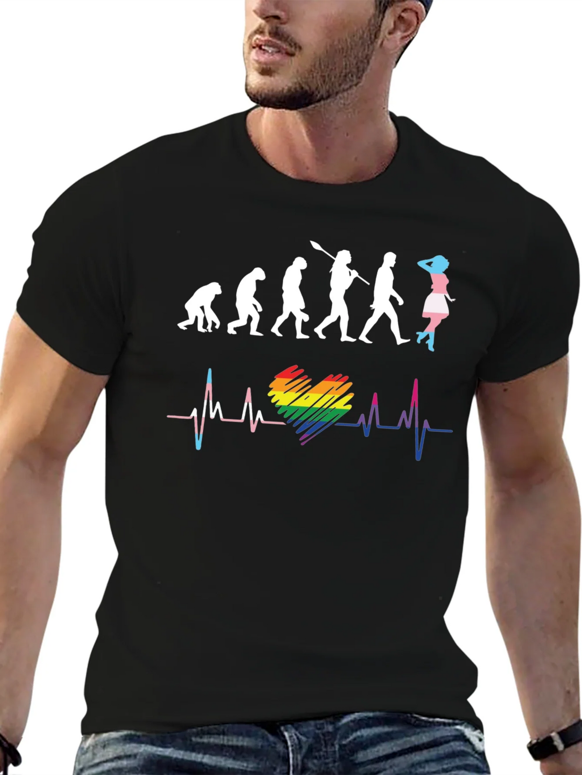 LGBTQ+ Evolution Heartbeat Graphic T-Shirt product image 6