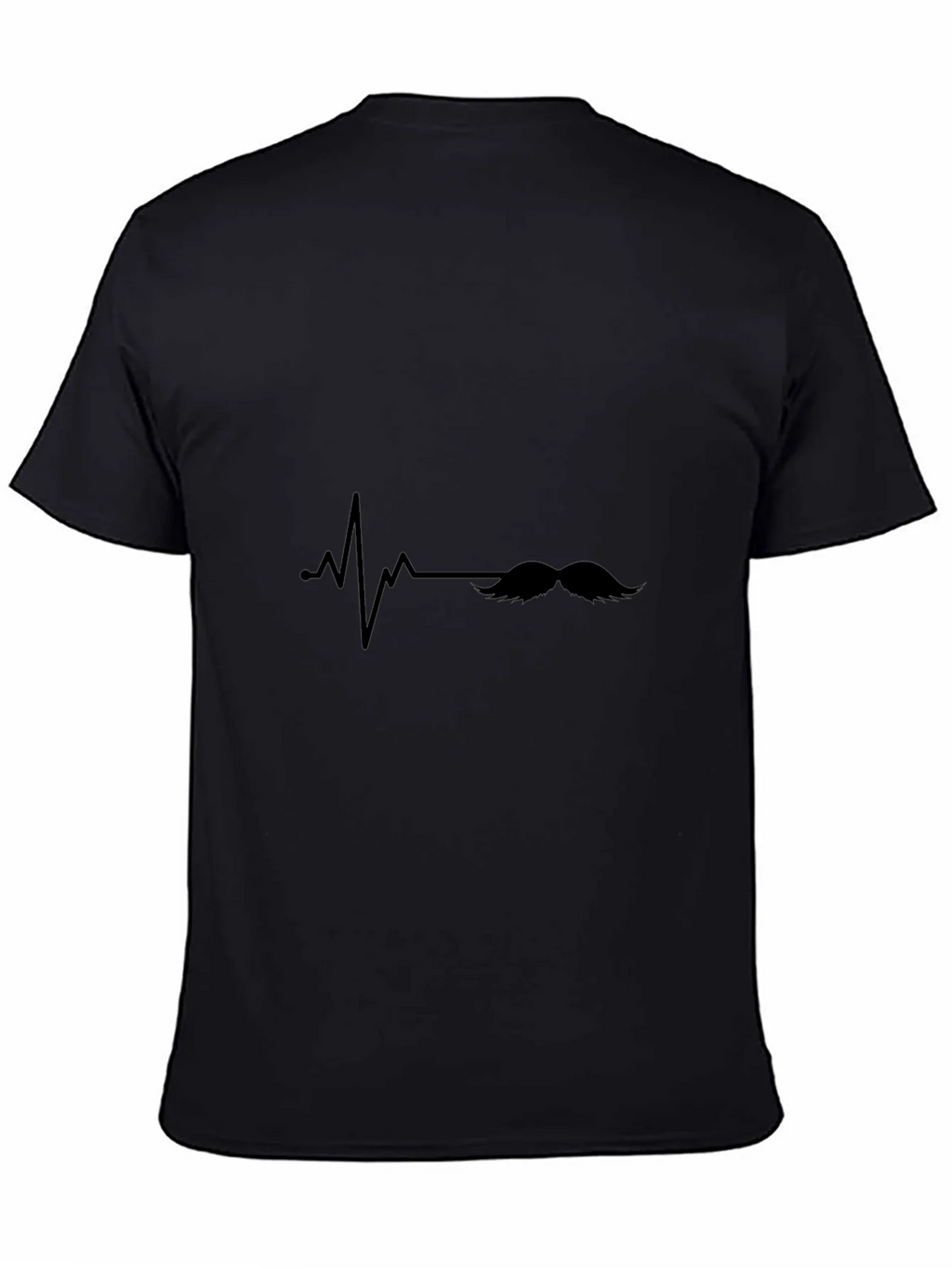 Mustache Heartbeat Graphic Tee - Black Casual T-Shirt product image 3