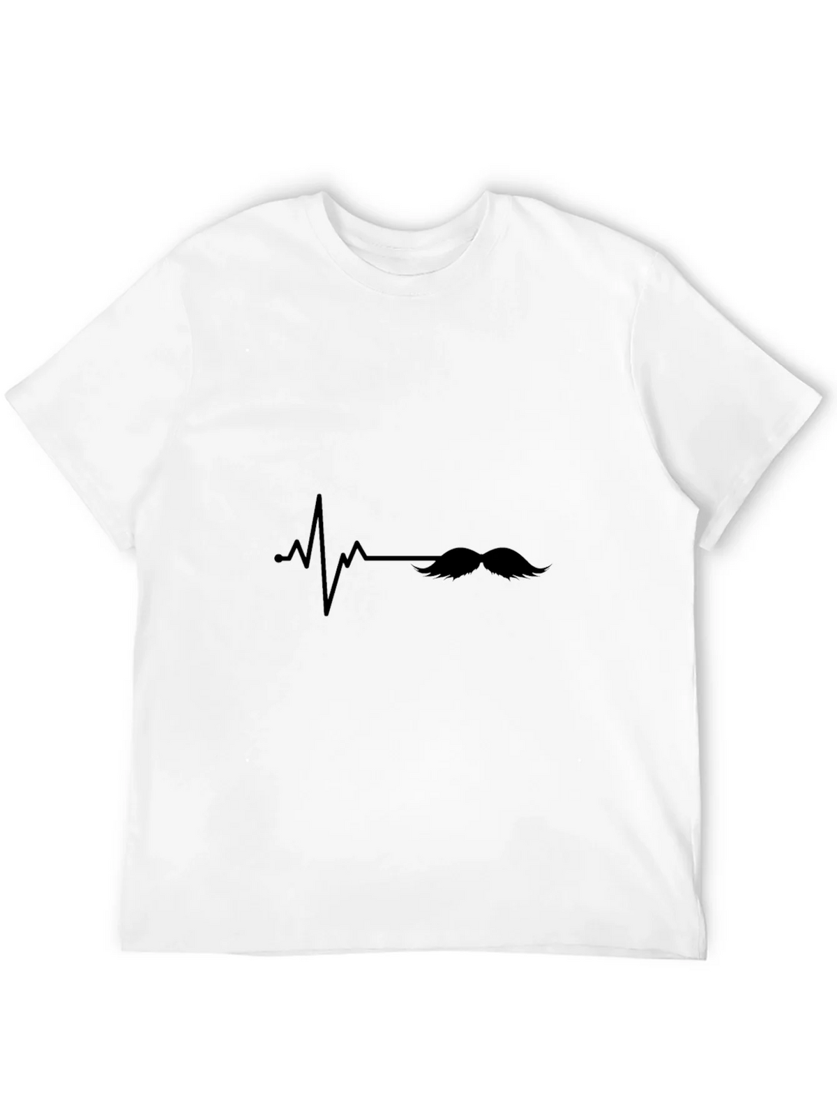 Mustache Heartbeat Graphic Tee - Black Casual T-Shirt product image 10
