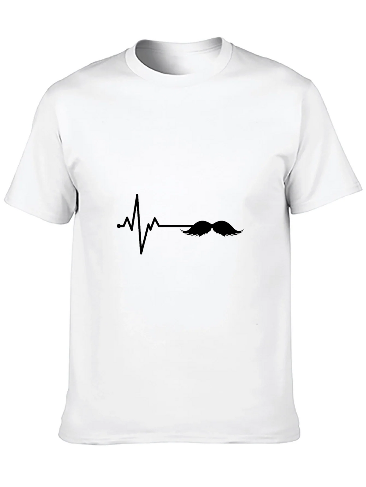 Mustache Heartbeat Graphic Tee - Black Casual T-Shirt product image 8