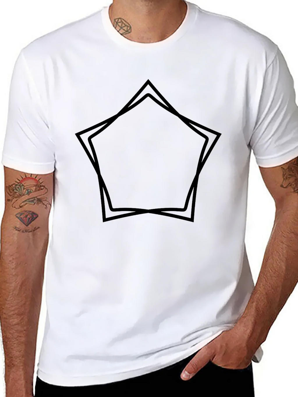 Geometric Pentagons Graphic Black T-Shirt product image 3
