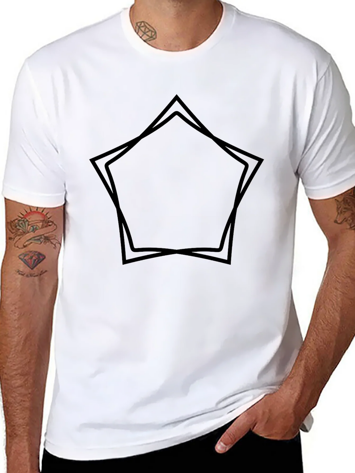 Geometric Pentagons Graphic Black T-Shirt product image 3