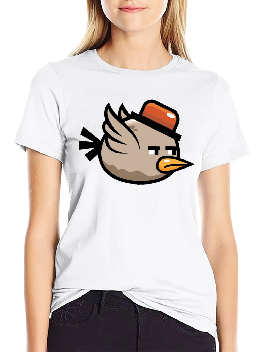 Cartoon Bird Graphic Tee - Mens Black T-Shirt