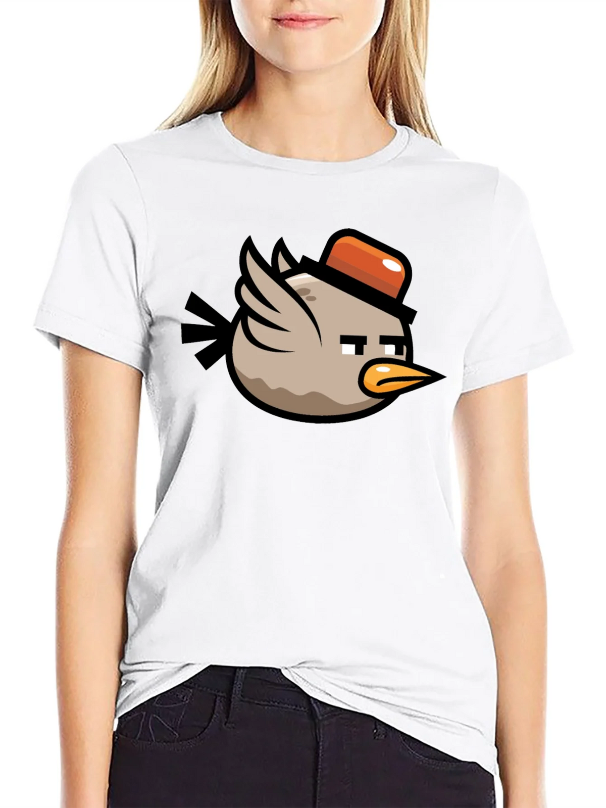 Cartoon Bird Graphic Tee - Mens Black T-Shirt