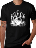 Bowling Strike Graphic Tee - Black Cotton T-Shirt product image 1