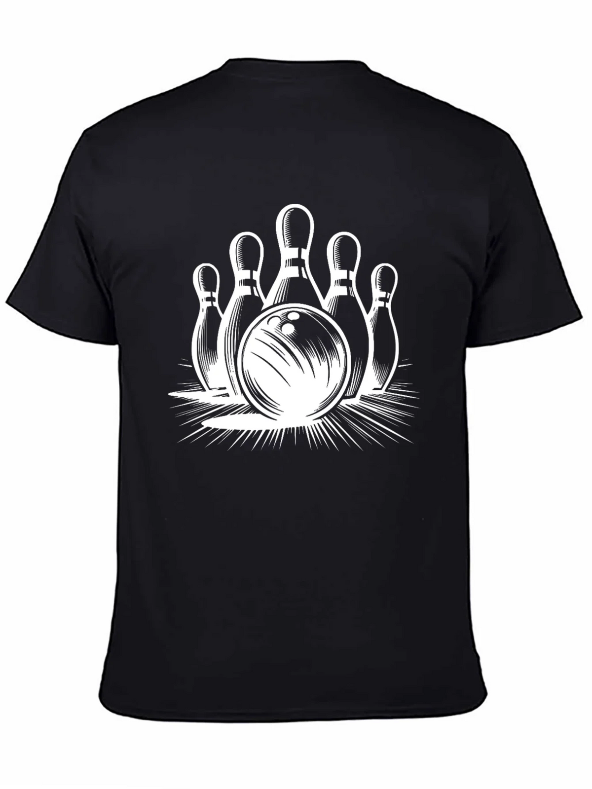 Bowling Strike Graphic Tee - Black Cotton T-Shirt product image 4