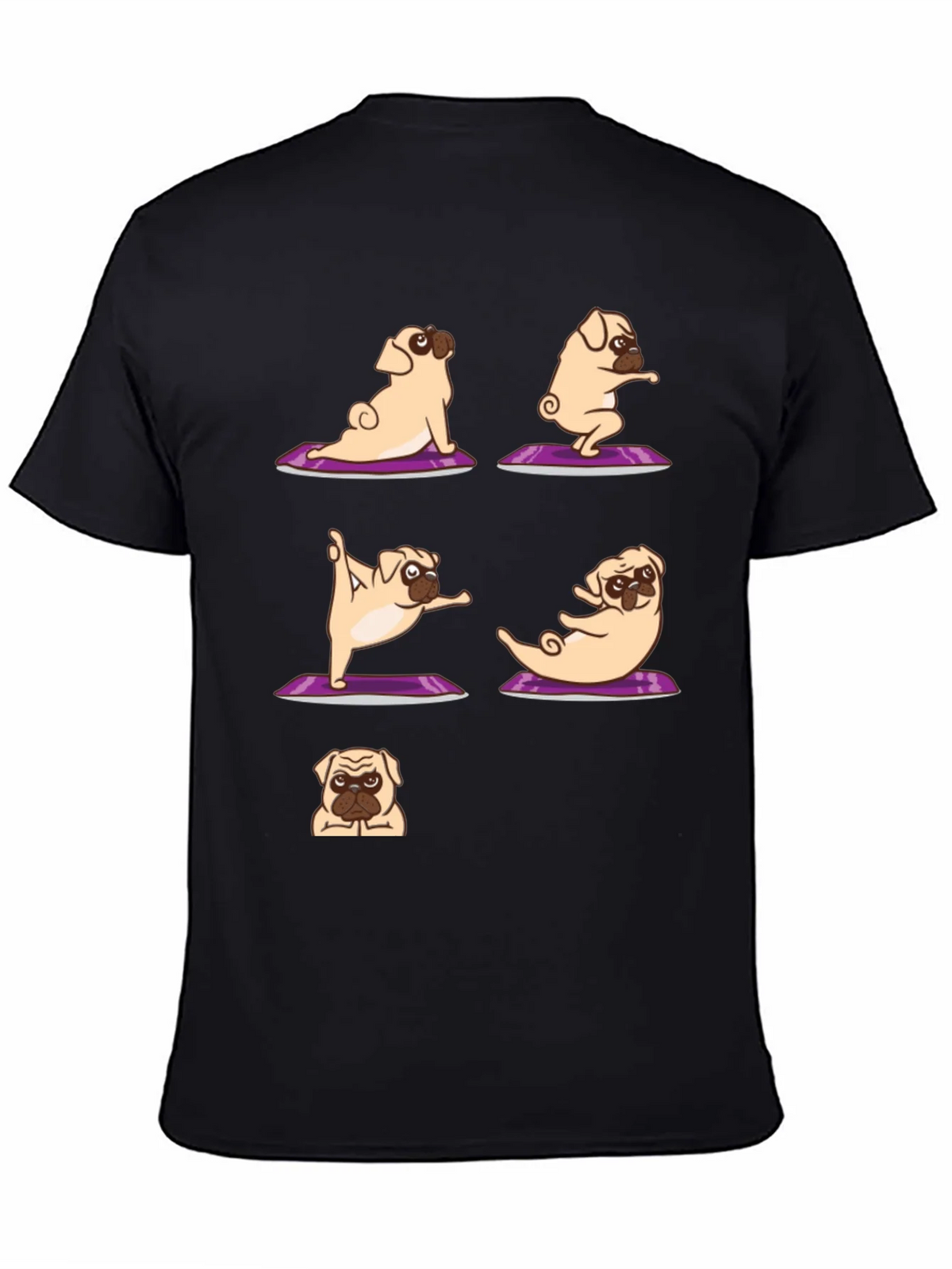 Yoga Pugs Black T-Shirt product image 4