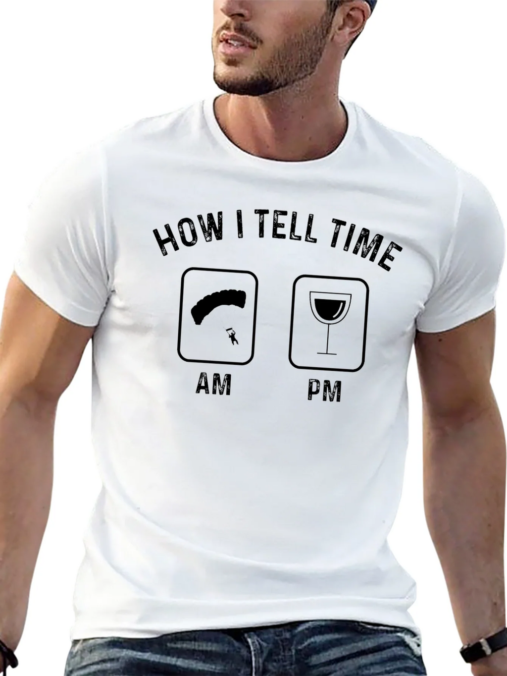 Humorous How I Tell Time T-Shirt - AM/PM Parachute & Wine product image 12