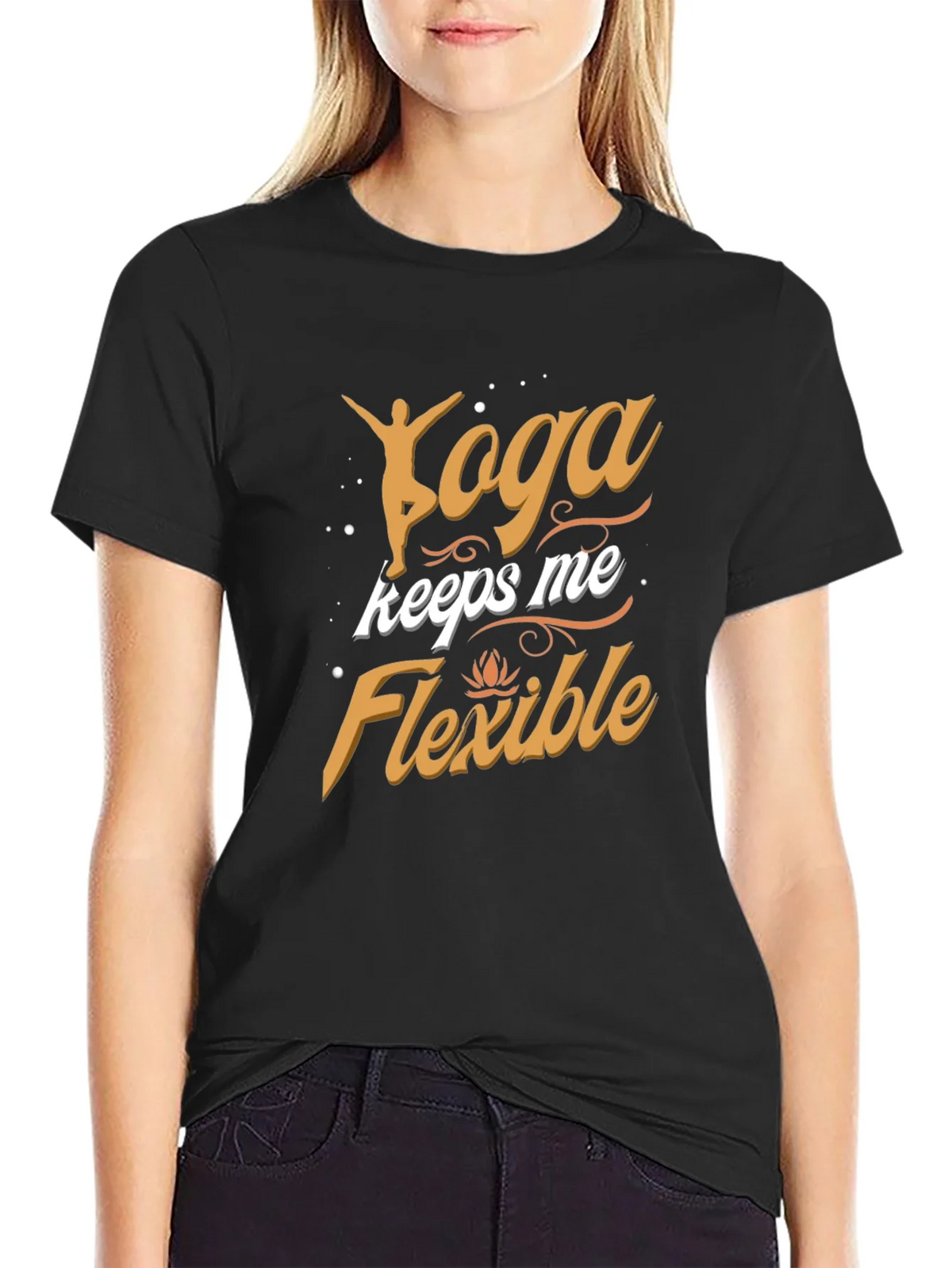 Yoga Keeps Me Flexible Mens Black T-Shirt product image 2