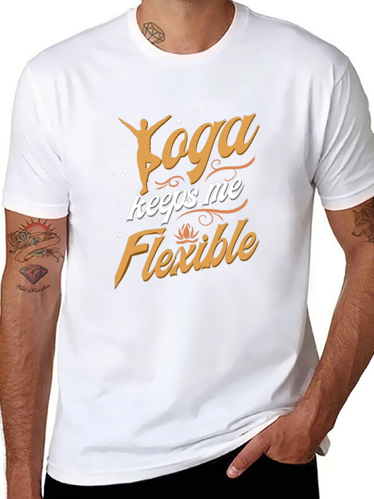 Yoga Keeps Me Flexible Mens Black T-Shirt product image 7
