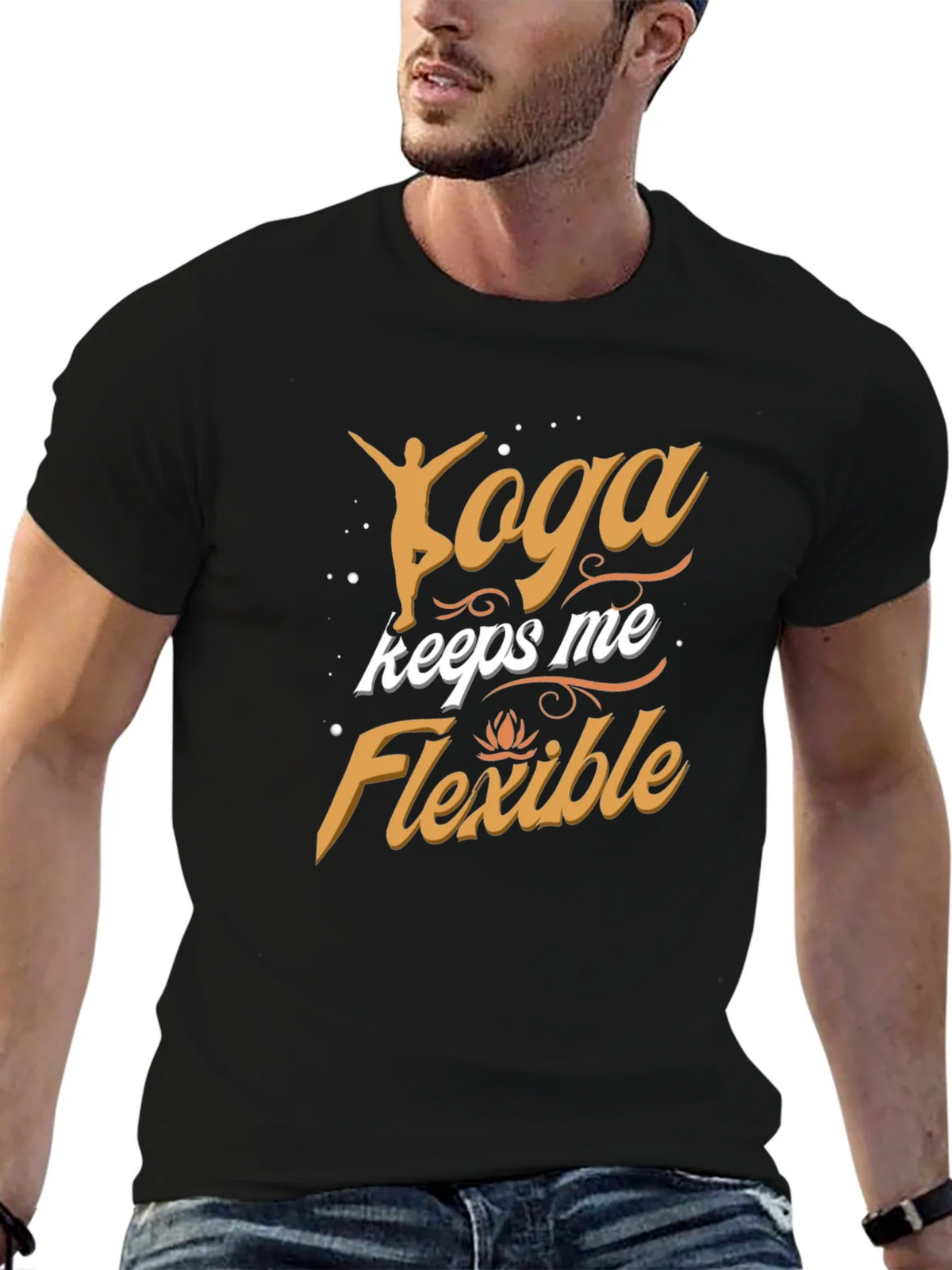 Yoga Keeps Me Flexible Mens Black T-Shirt product image 6