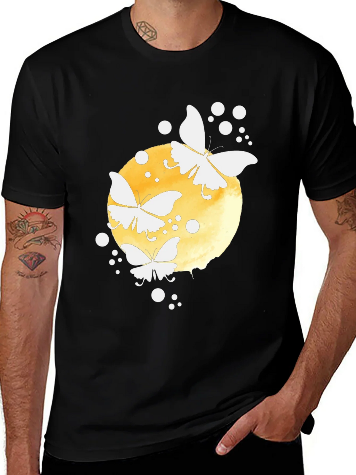 Butterfly Moon Graphic Tee - Black Cotton Blend product image 1