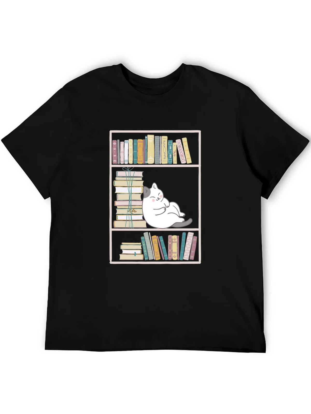 Bookish Cat Graphic Tee - Unisex Black T-Shirt product image 5