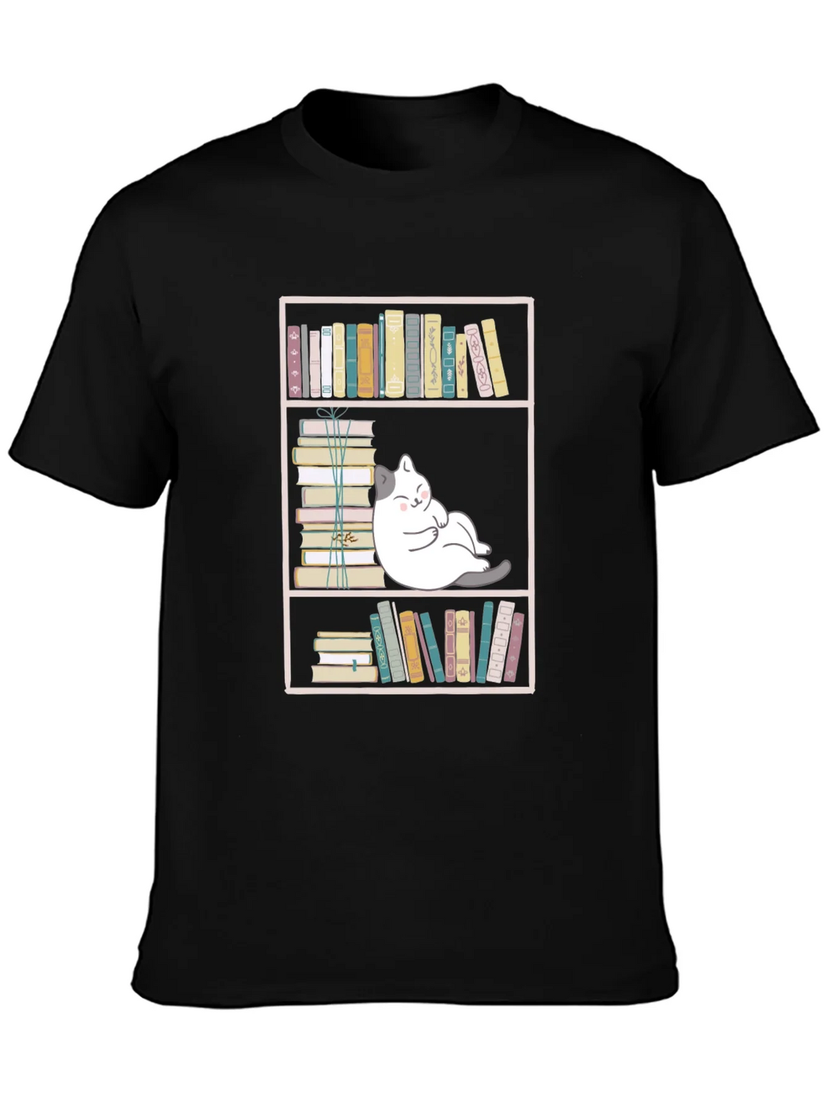 Bookish Cat Graphic Tee - Unisex Black T-Shirt product image 3