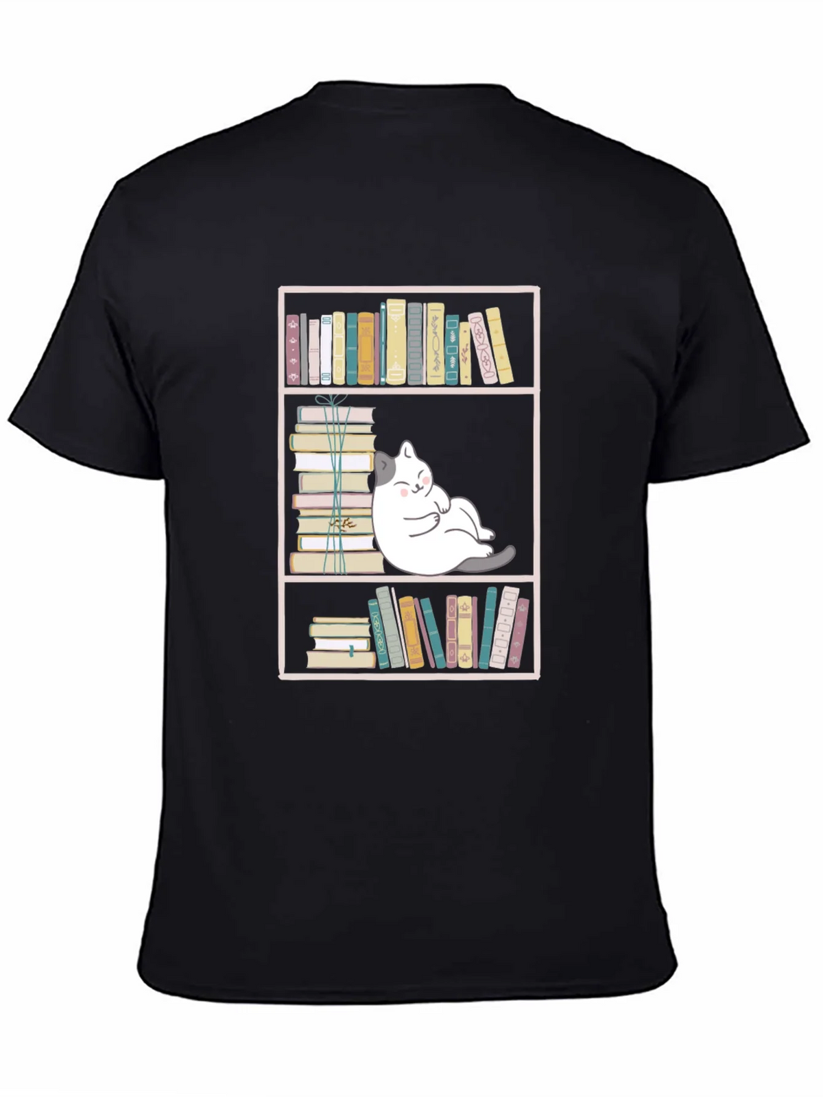 Bookish Cat Graphic Tee - Unisex Black T-Shirt product image 4
