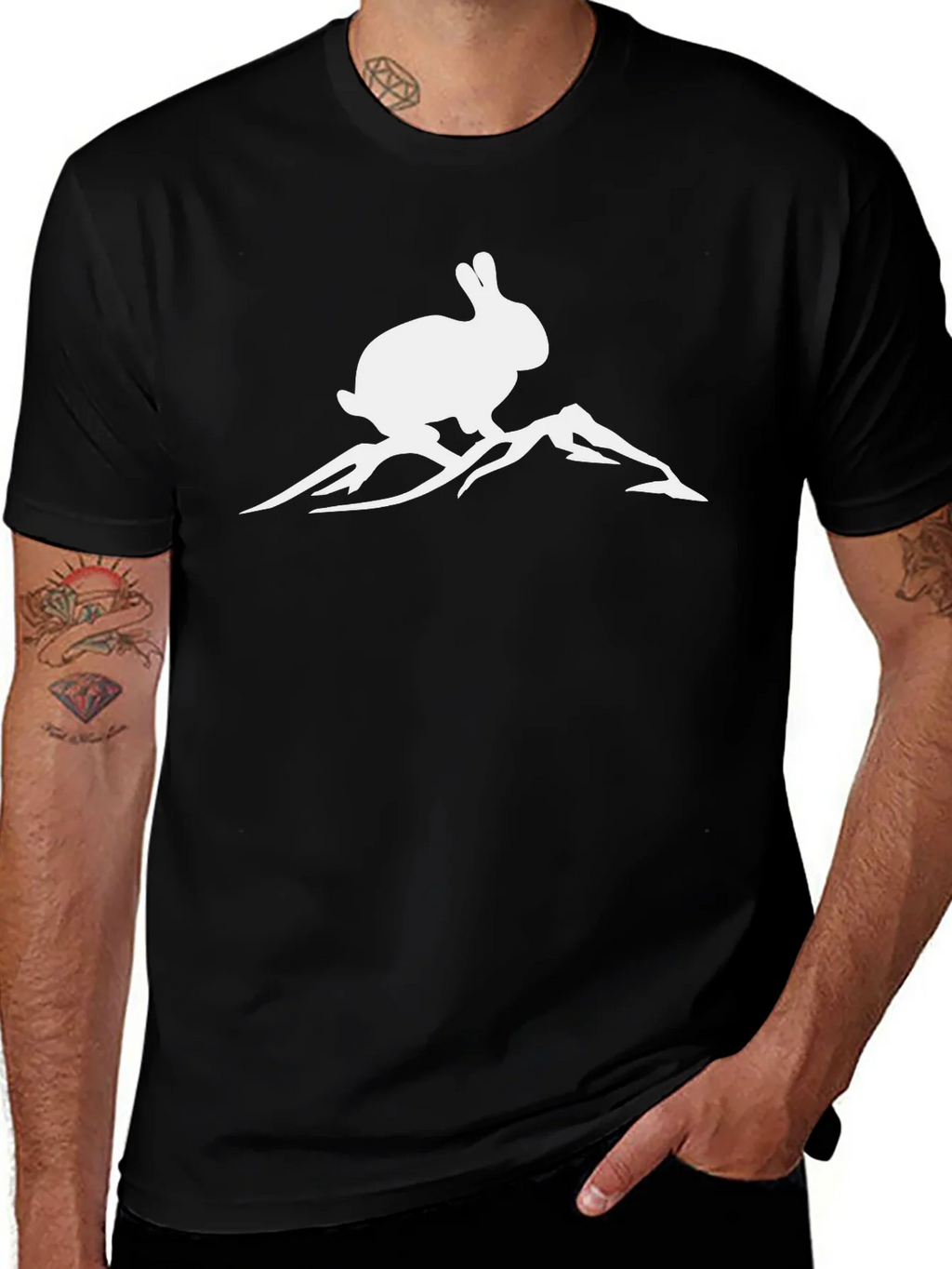 Rabbit Mountain Graphic Tee - Black Cotton T-Shirt product image 1