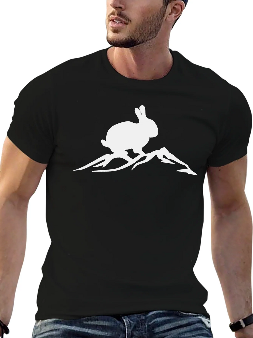 Rabbit Mountain Graphic Tee - Black Cotton T-Shirt product image 6