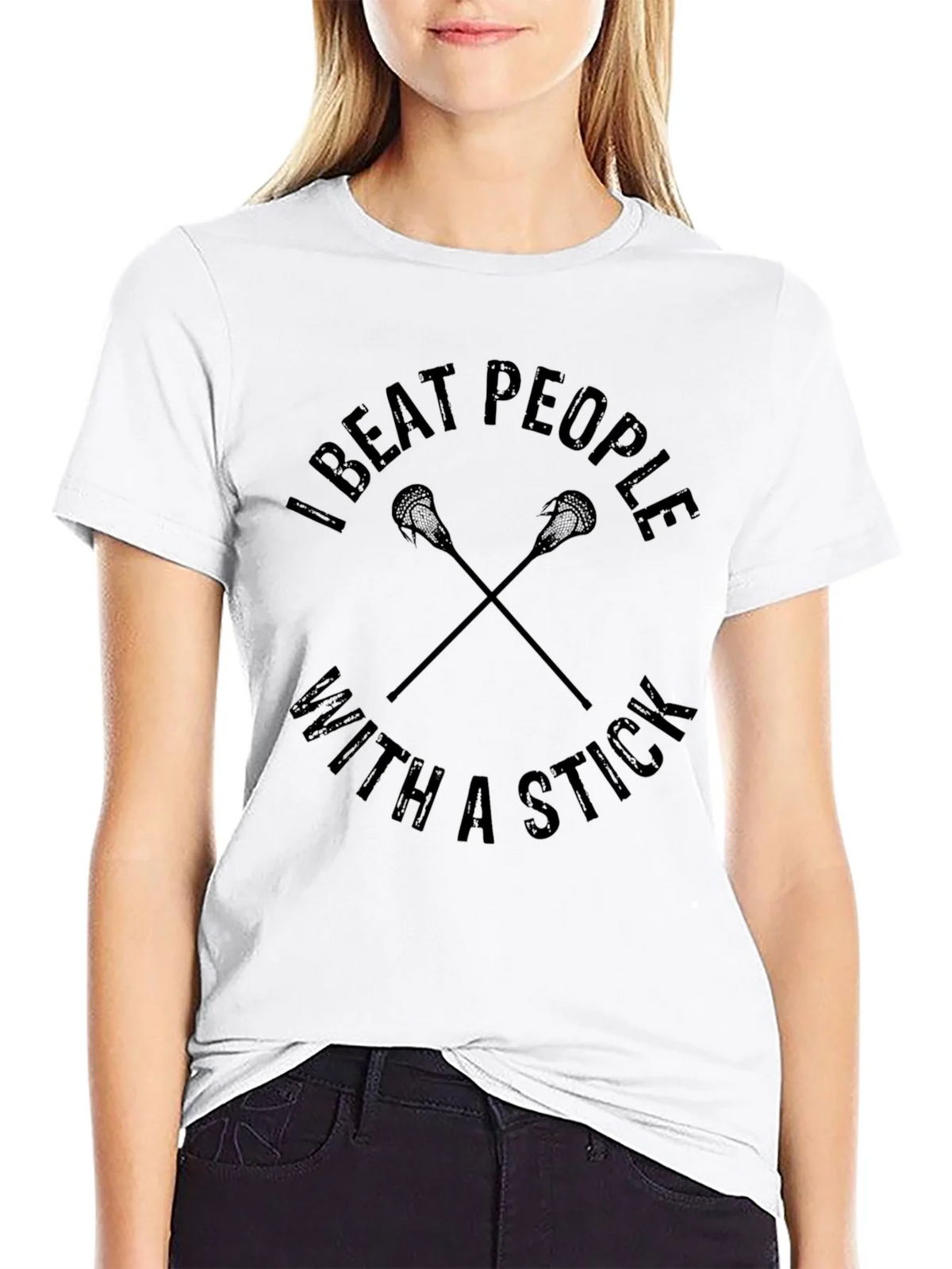 I Beat People With A Stick Lacrosse T-Shirt product image 5