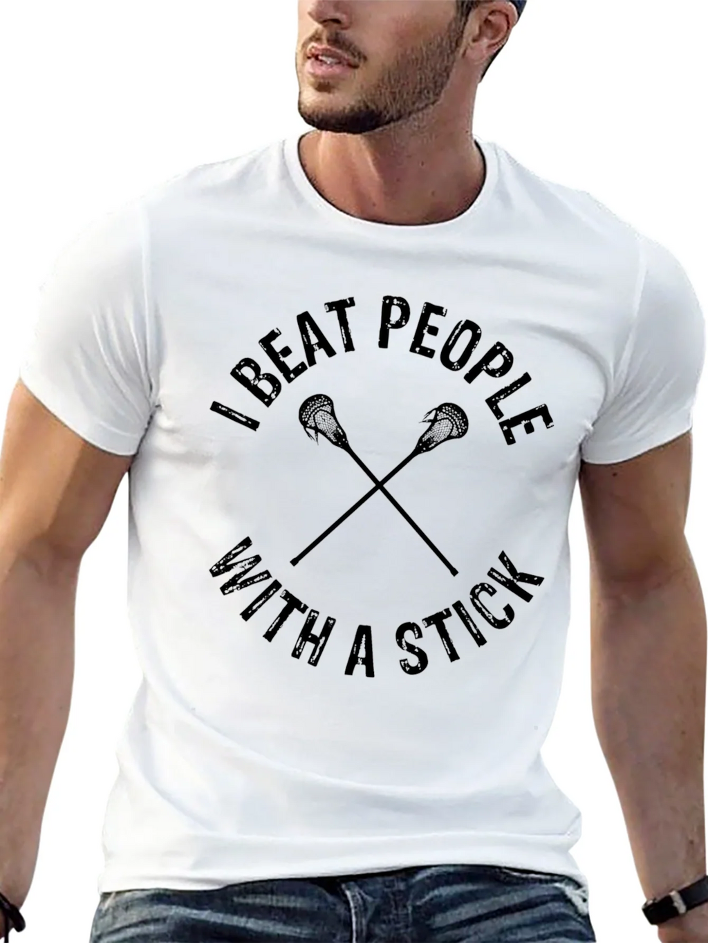 I Beat People With A Stick Lacrosse T-Shirt product image 8