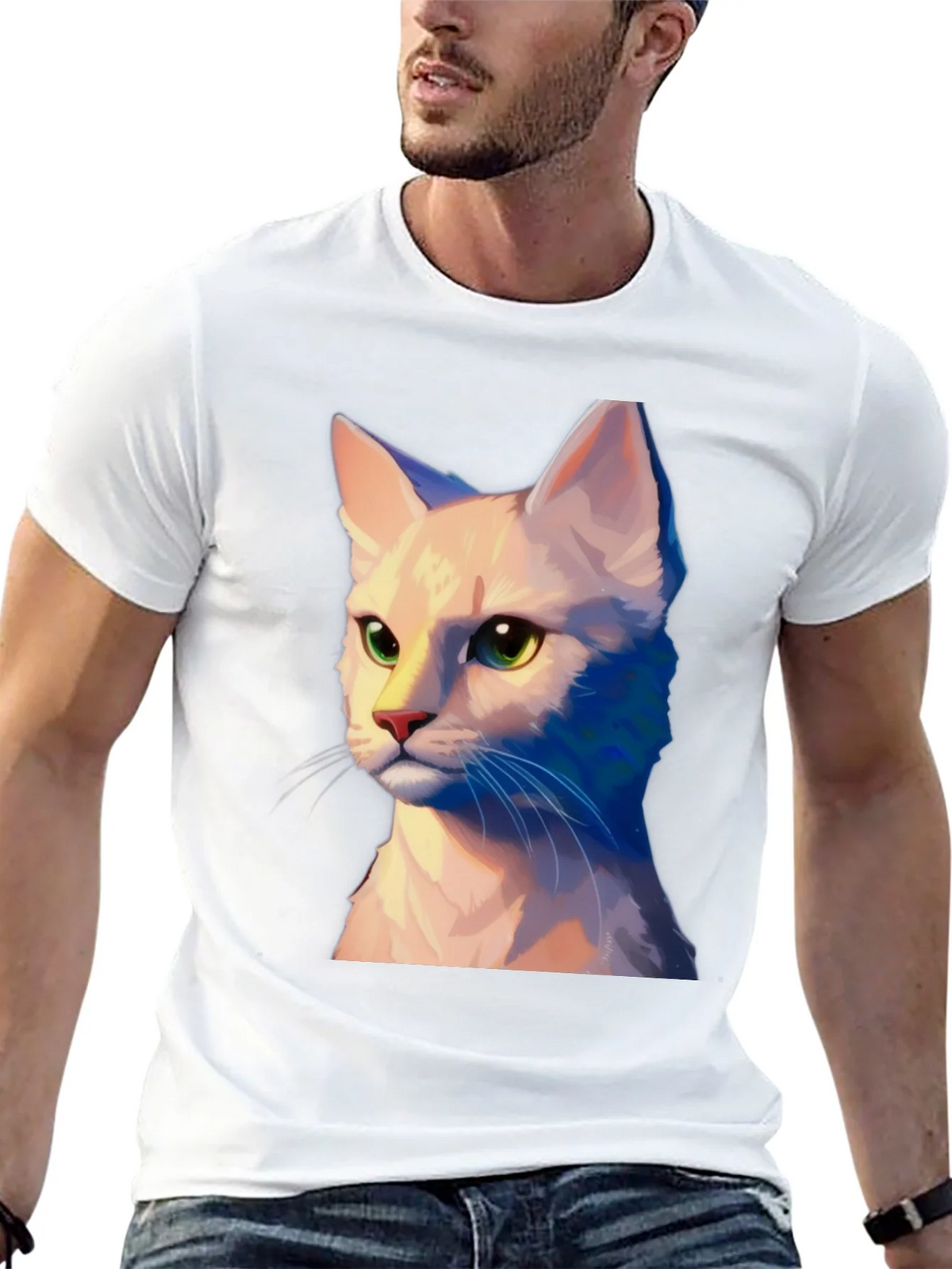 Cat Portrait Graphic Tee - Unisex Soft Black T-Shirt product image 9