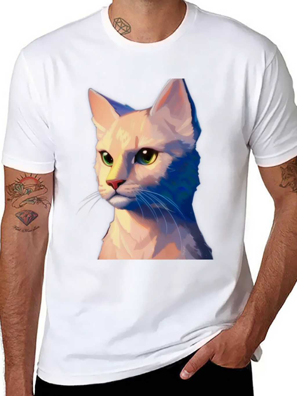 Cat Portrait Graphic Tee - Unisex Soft Black T-Shirt product image 5