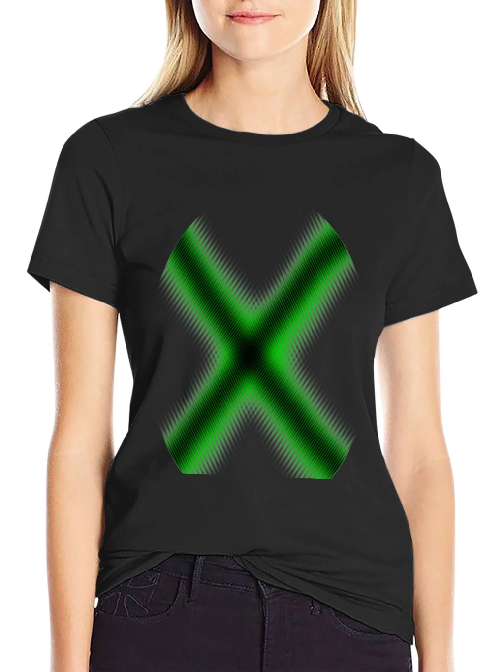 Green X Graphic Black T-Shirt - Gamer Style product image 2