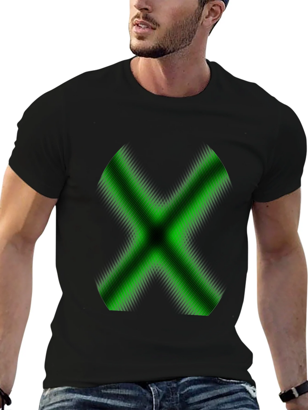 Green X Graphic Black T-Shirt - Gamer Style product image 6