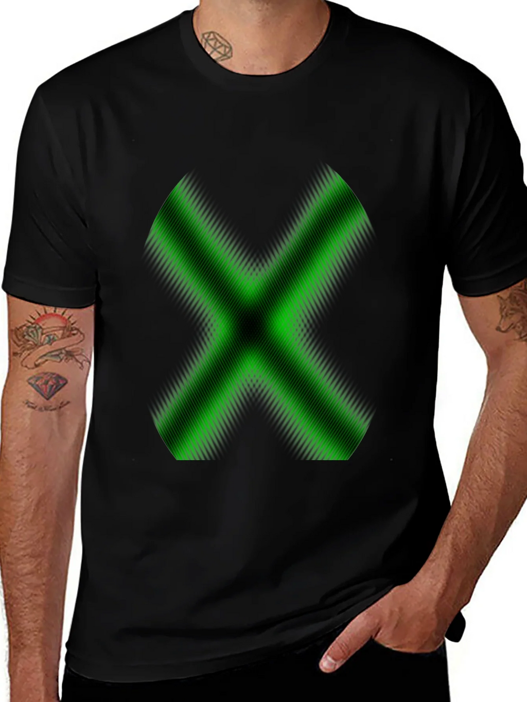 Green X Graphic Black T-Shirt - Gamer Style product image 1