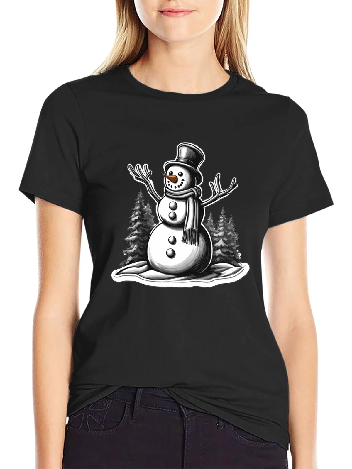 Snowman Graphic Tee - Holiday Winter Shirt product image 2