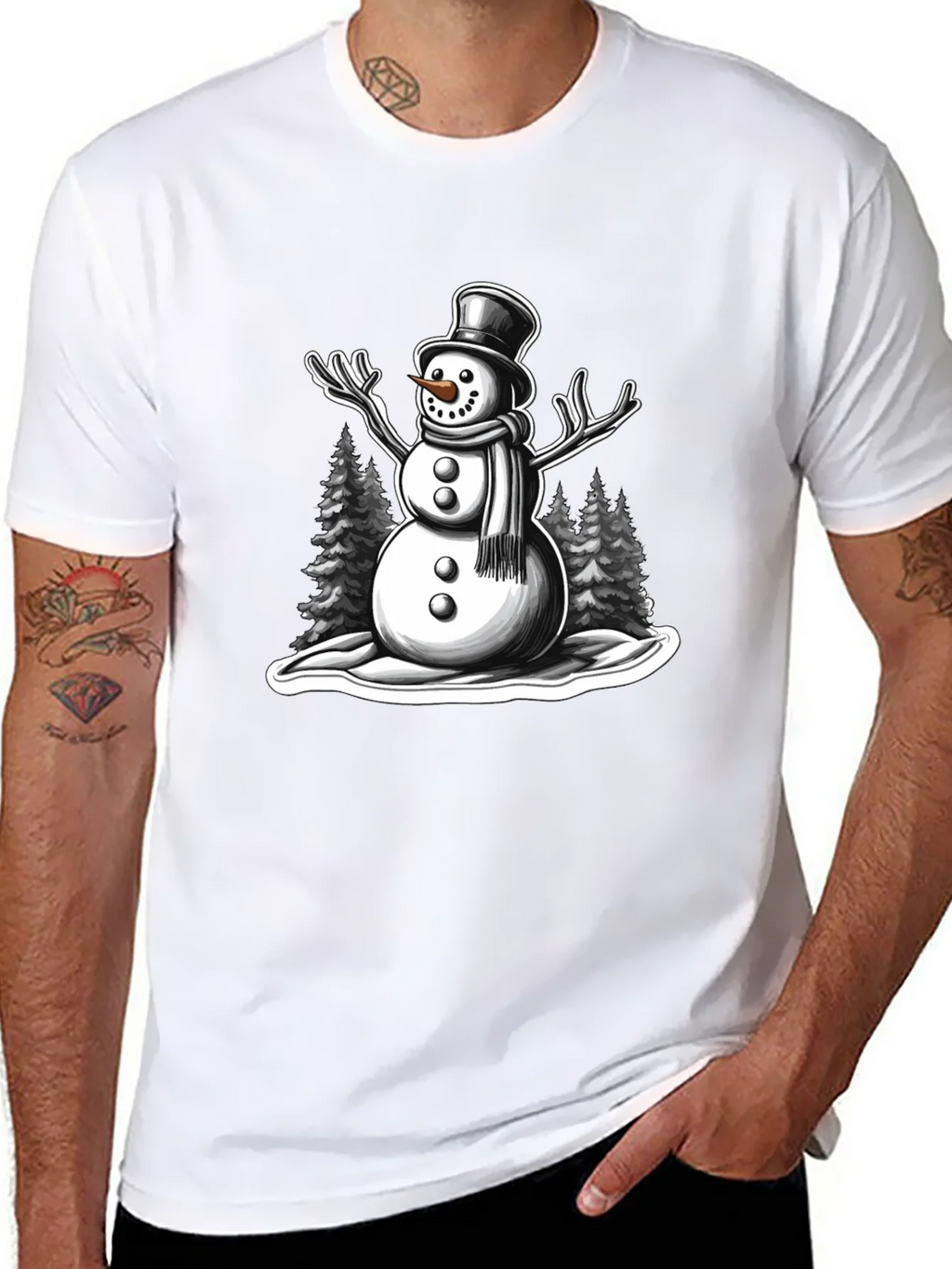 Snowman Graphic Tee - Holiday Winter Shirt product image 7