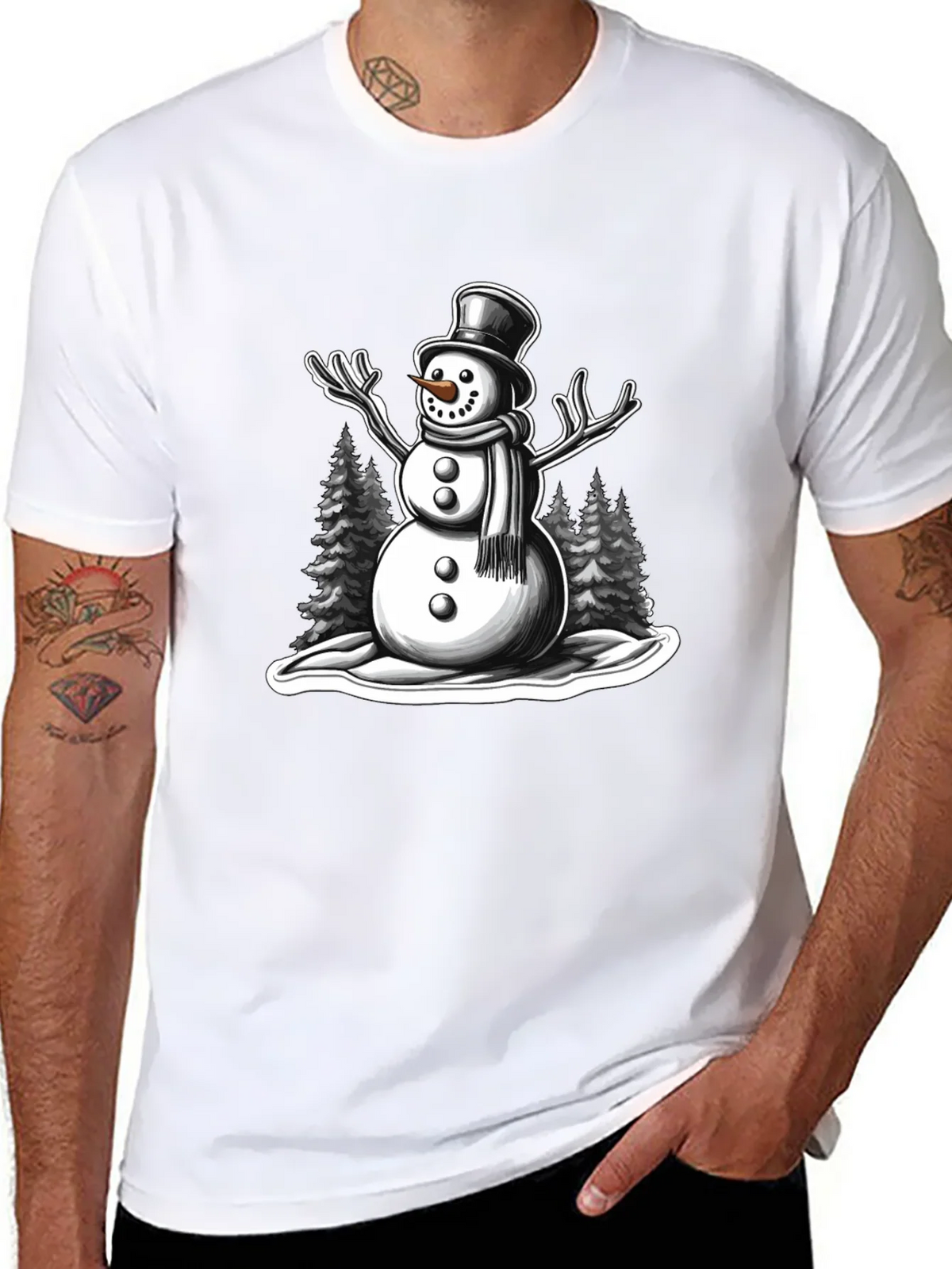 Snowman Graphic Tee - Holiday Winter Shirt product image 7