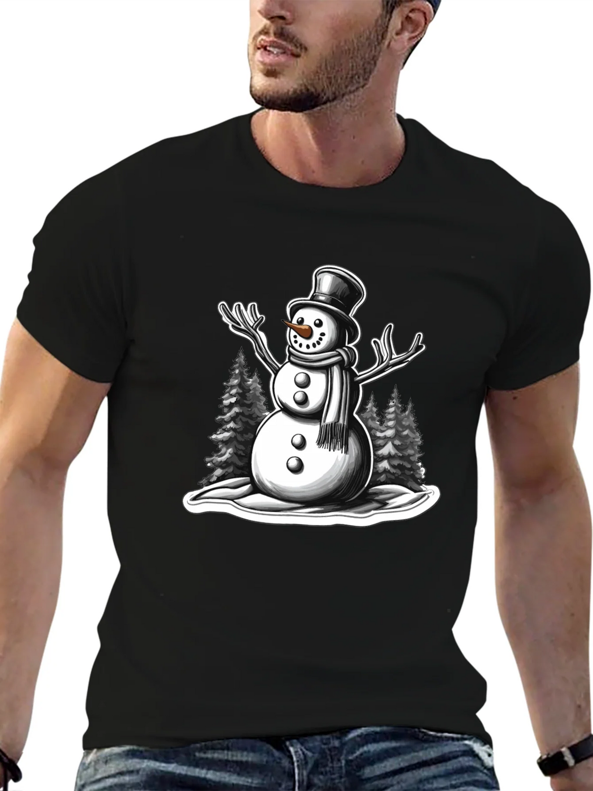 Snowman Graphic Tee - Holiday Winter Shirt product image 6
