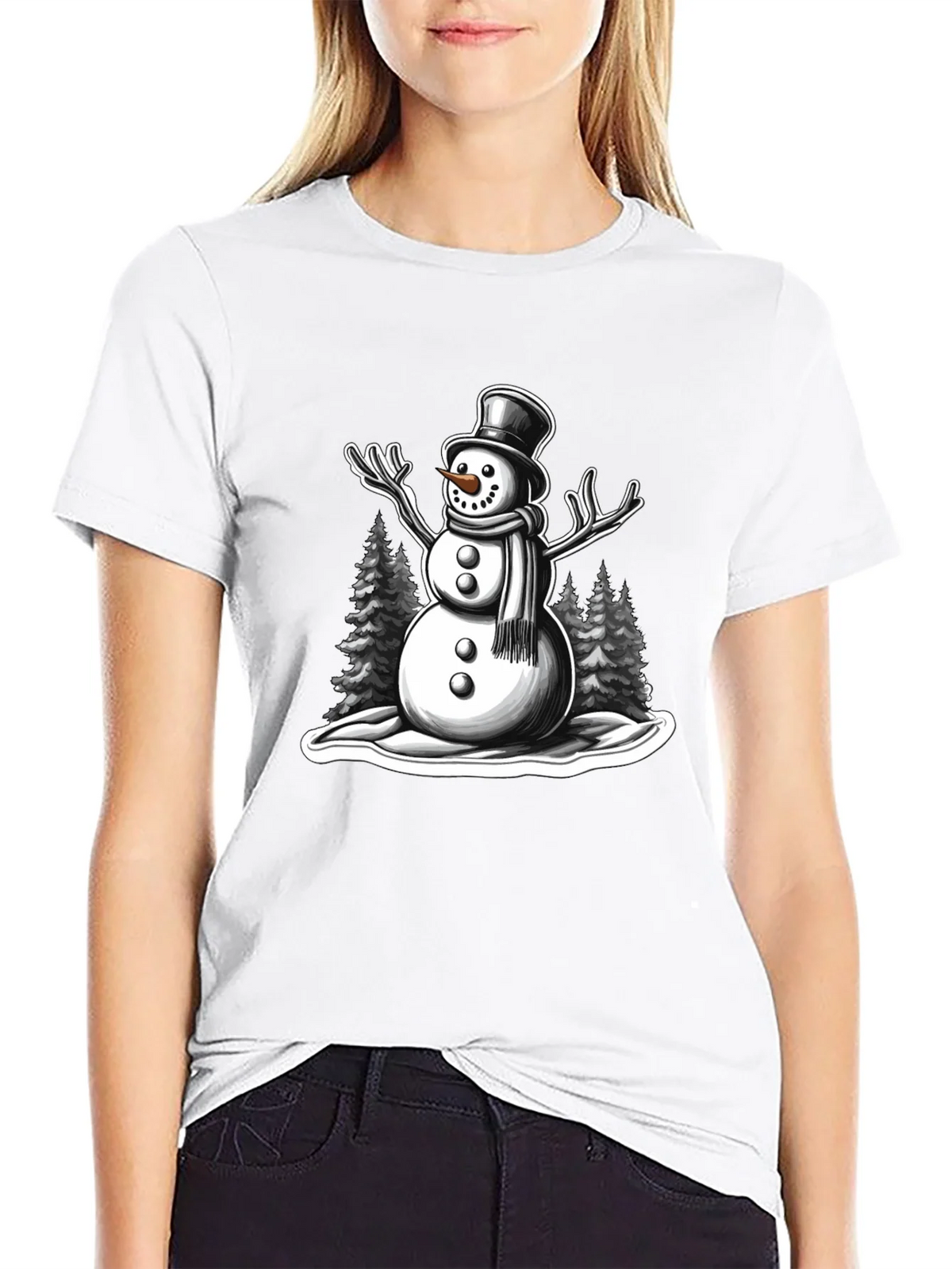 Snowman Graphic Tee - Holiday Winter Shirt product image 8