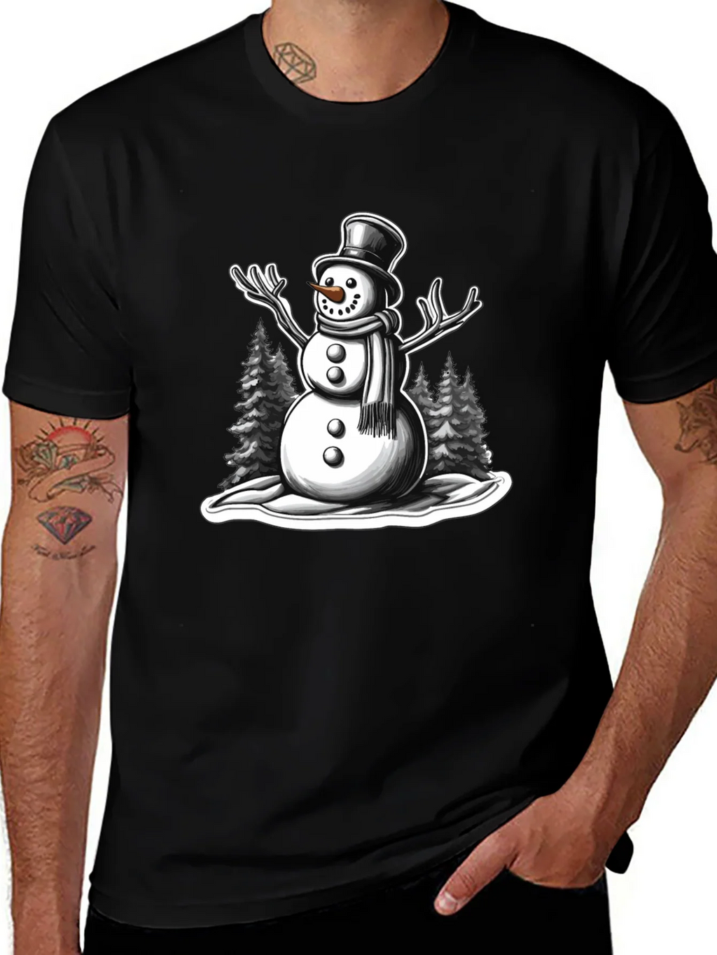 Snowman Graphic Tee - Holiday Winter Shirt product image 1